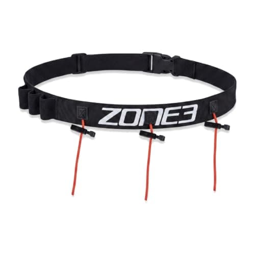 ZONE3 Ultimate Race Number Belt With Gel Loops (Black/Red/White)
