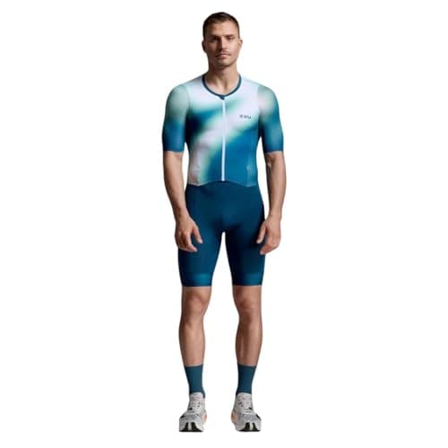 2XU Men's Aero Hex Sleeved Tri Suit (US, Alpha, Medium, Regular, Regular, Standard, Jelly Mint/Majol)