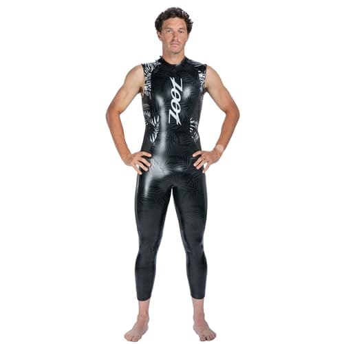 Zoot Men's Maui Sleeveless Wetsuit, No Sleeve Neoskin Neoprene Buoyancy Suit for Open Water Swim, Triathlons & Training - Silver Palm - Large