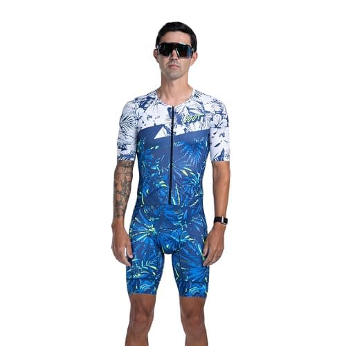 Zoot Men’s LTD Tri Aero Fz Racesuit, Short Sleeve Aerodynamic Cycling Race Swim Bike Run Tri Suit with Pockets UPF 50+ Fabric