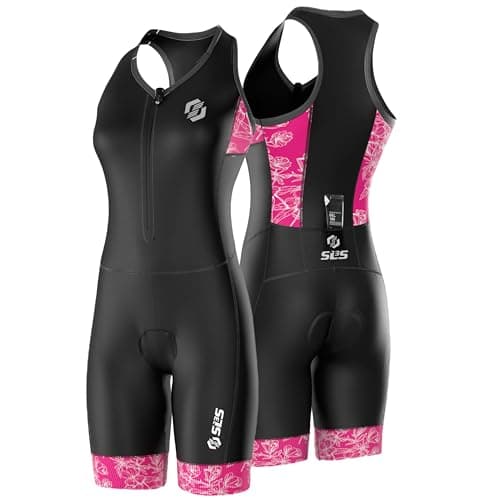 SLS3 Triathlon Suits Women - One Piece Tri Suit Women with Comfortable and Durable FRT Fabric - No Shelf Bra (Pink Rose, Medium)