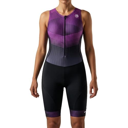 MY KILOMETRE Women's Triathlon Suit | One-Piece Padded Tri Suit with UPF 50+ Quick Dry for Triathlon Racing & Training (Purple Medium)
